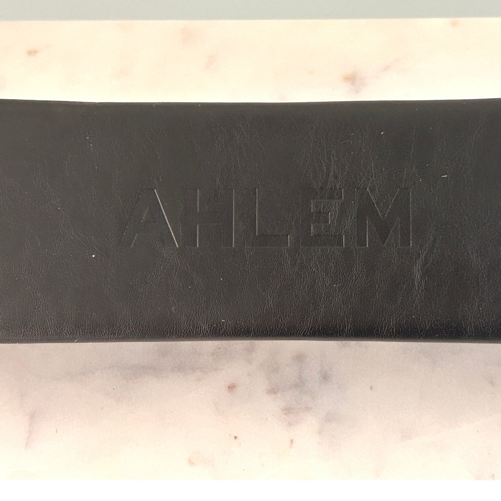 AHLEM Black Vegan Leather Foldable Sunglasses Case Magnetic Eyewear Protector